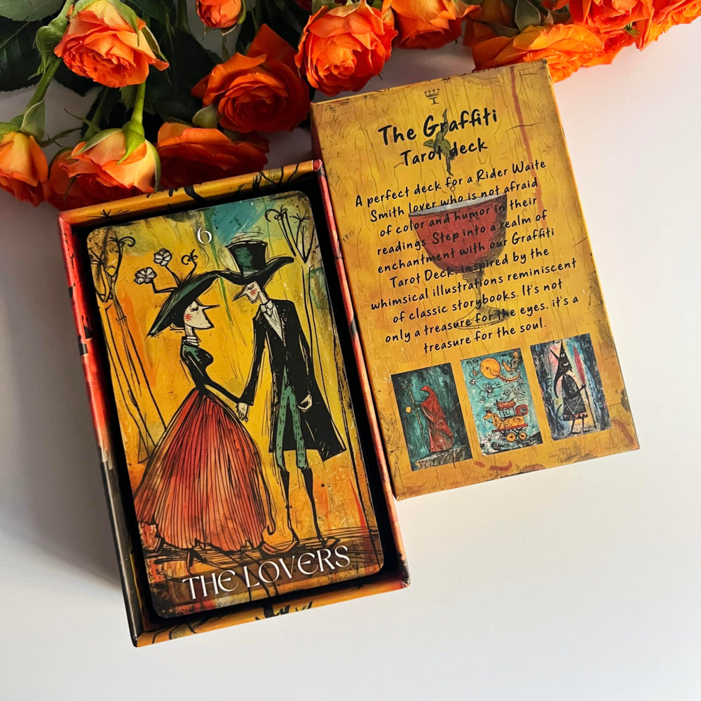 Qymagicz Graffiti Tarot Deck durability with 400 GSM coated paper for long-lasting use