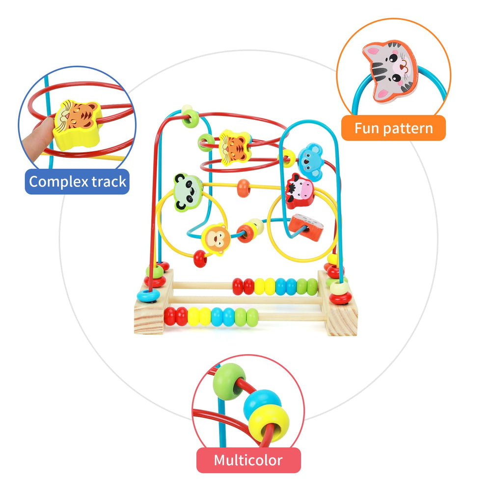 QZMTOY Bead Maze Roller Coaster engages fine motor skills with colors