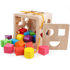 QZMTOY solid wood shapes offer durable play for toddlers.