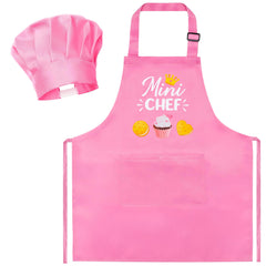 R HORSE kid apron and chef hat set in light pink for imaginative cooking