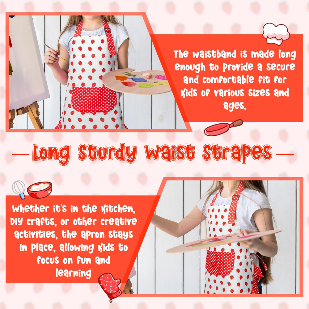 R HORSE strawberry-pattern apron and chef hat for kid friendly kitchen role play