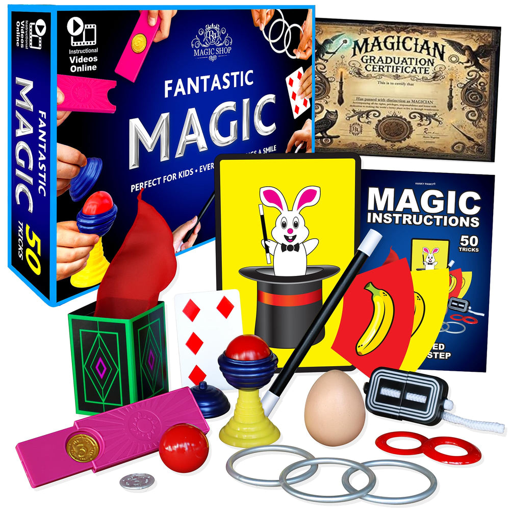 RA MAGIC SHOP magician’s kit with certificate and durable props on display