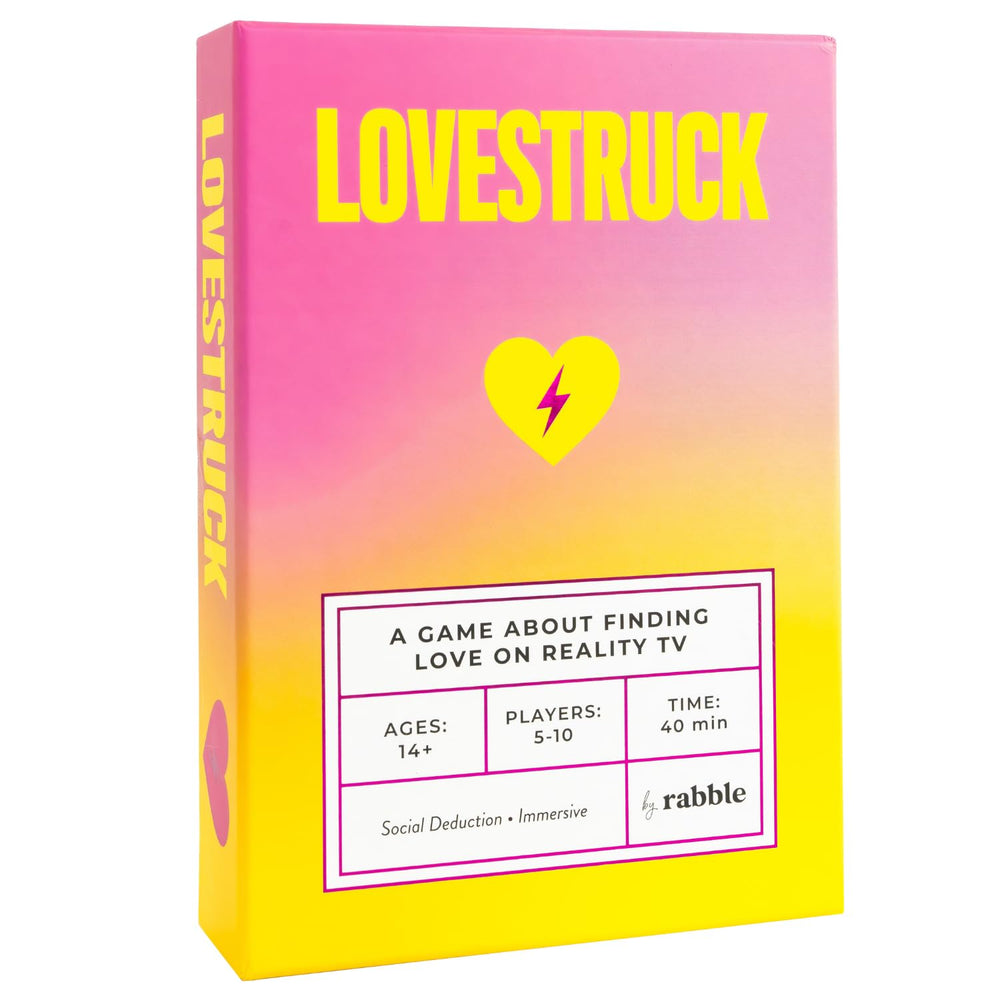 Rabble Lovestruck box on table for a lively group game night.