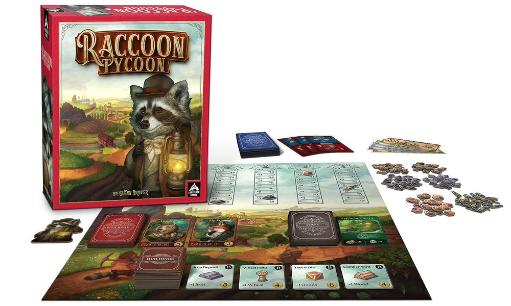 Raccoon Tycoon gameboard showcases strategic play for family nights.