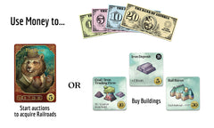 Raccoon Tycoon railroad cards enable diverse scoring strategies.