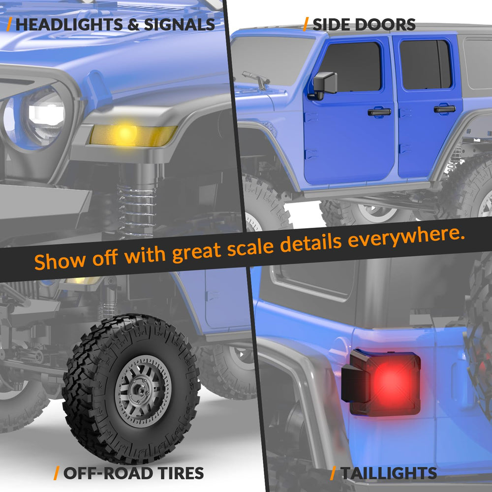 RACENT 1/24 RC crawler 4WD delivers strong traction on slopes