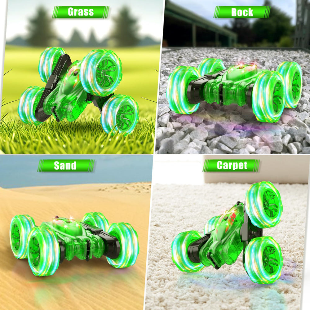 RacingFun RC car side drift and flips for creative tricks