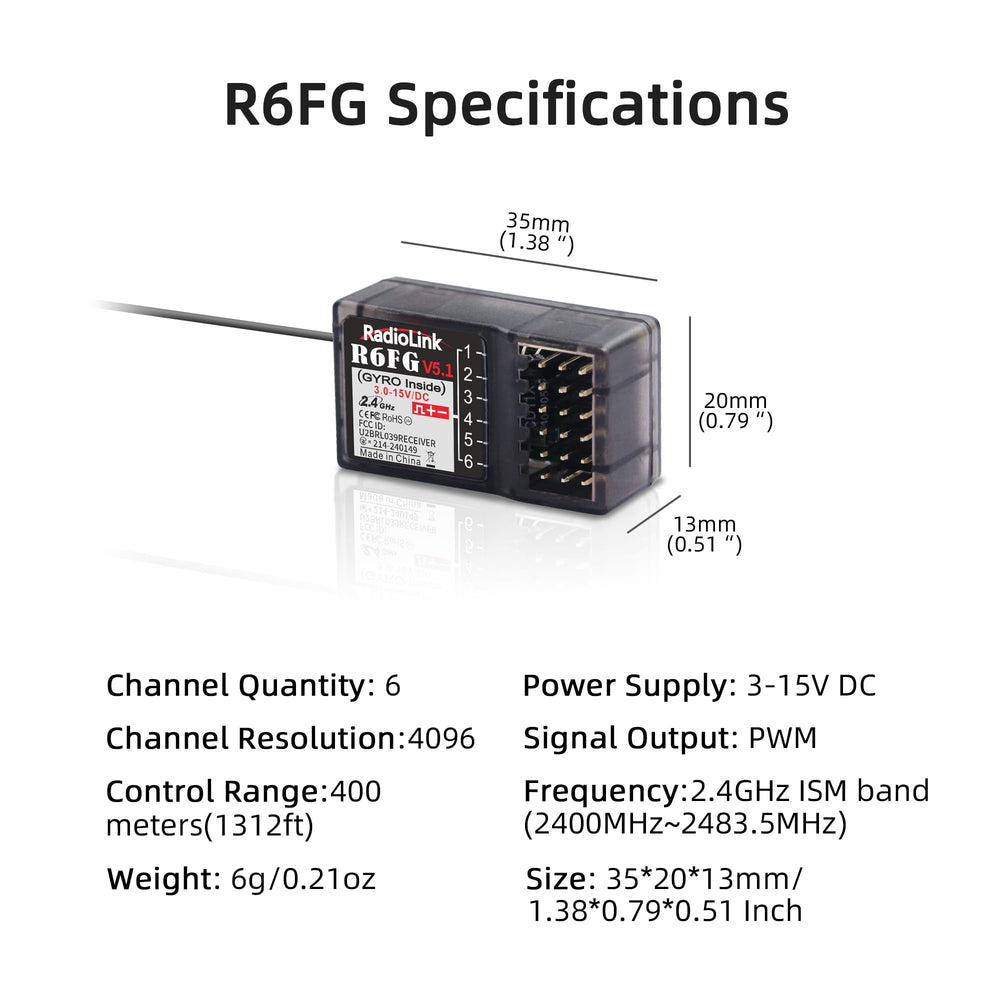 Radiolink R6FG anti-polarity protection shields electronics.