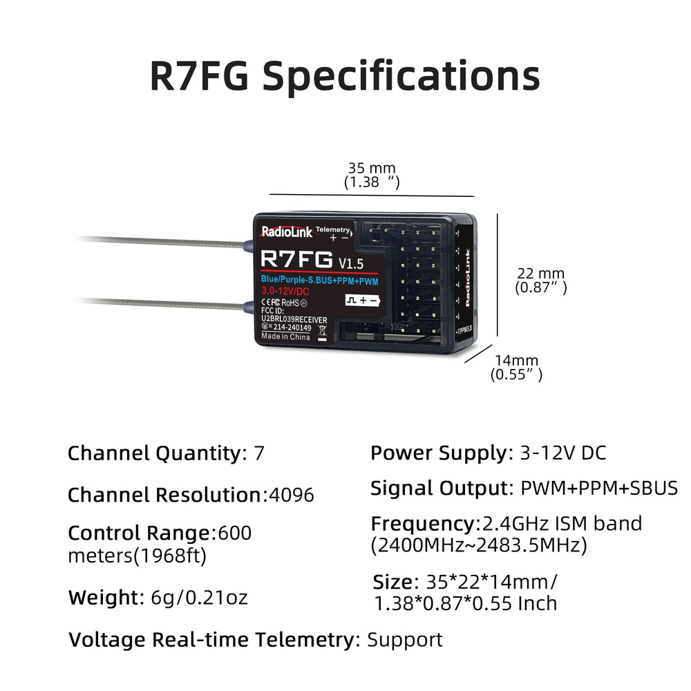 Radiolink R7FG anti polarity protection prevents damage from miswiring.