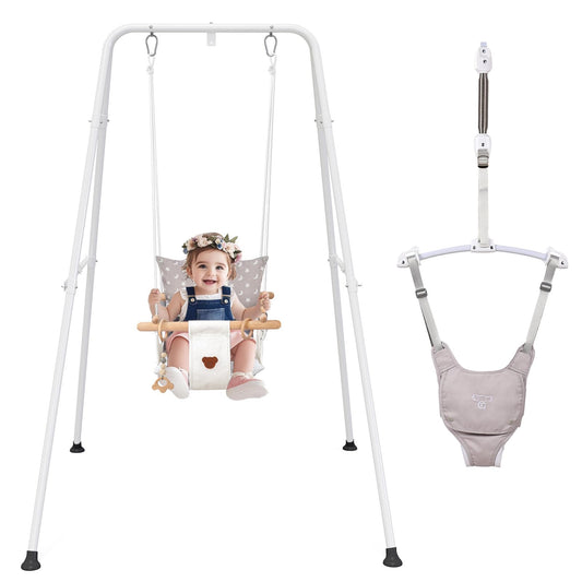 Ragozonery baby jumper with toddler swing shows easy assembly for quick setup.