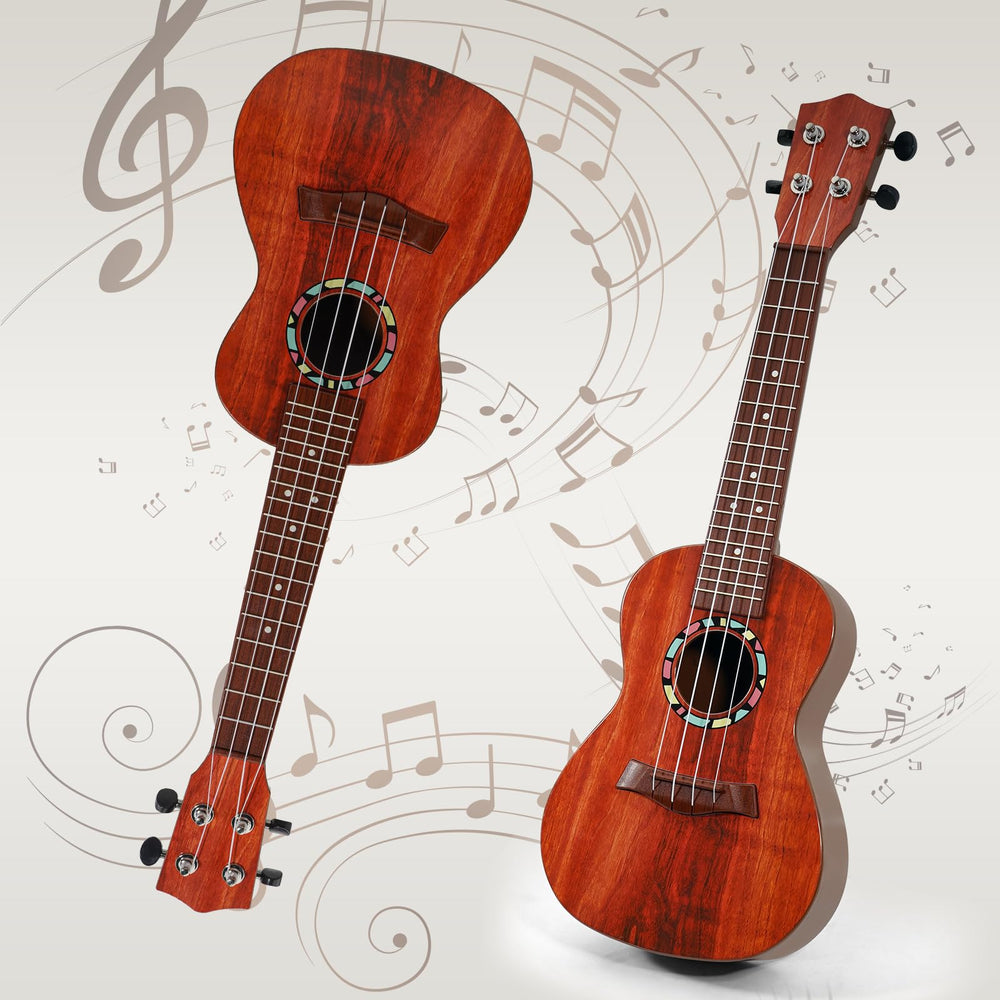 Raimy 21in ukulele front view highlights compact design for small hands