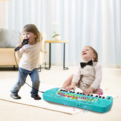 Raimy mini keyboard blue child playing, builds fine motor skills and coordination.