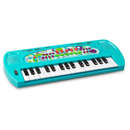 Raimy mini keyboard blue front view, inviting early music exploration.