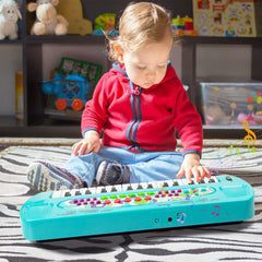 Raimy mini keyboard blue portable design, easy to carry for travel play.