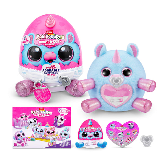 Rainbocorns Adopt-A-Corn Hippo plush in bright colors for imaginative play