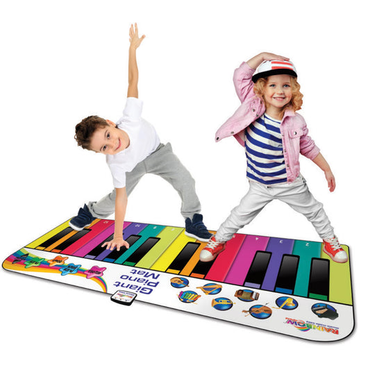 Rainbow Colours giant floor piano mat 6ft for active musical play.