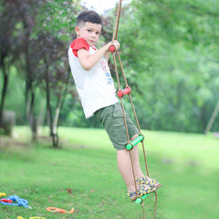 Rainbow Craft 6.6ft rope ladder quick setup for backyard play.