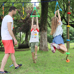Rainbow Craft kids enjoy a 220 lb rated swing set safely.