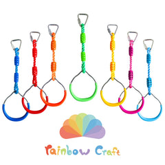 Rainbow Craft Ninja Rings ready for backyard play and obstacle training.