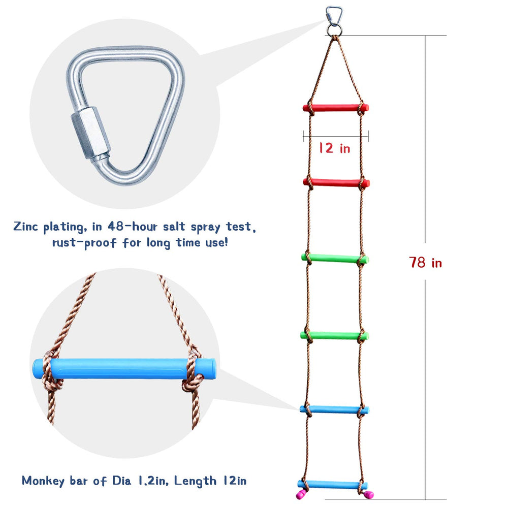 Rainbow Craft outdoor play rope ladder portable setup for backyard challenges.