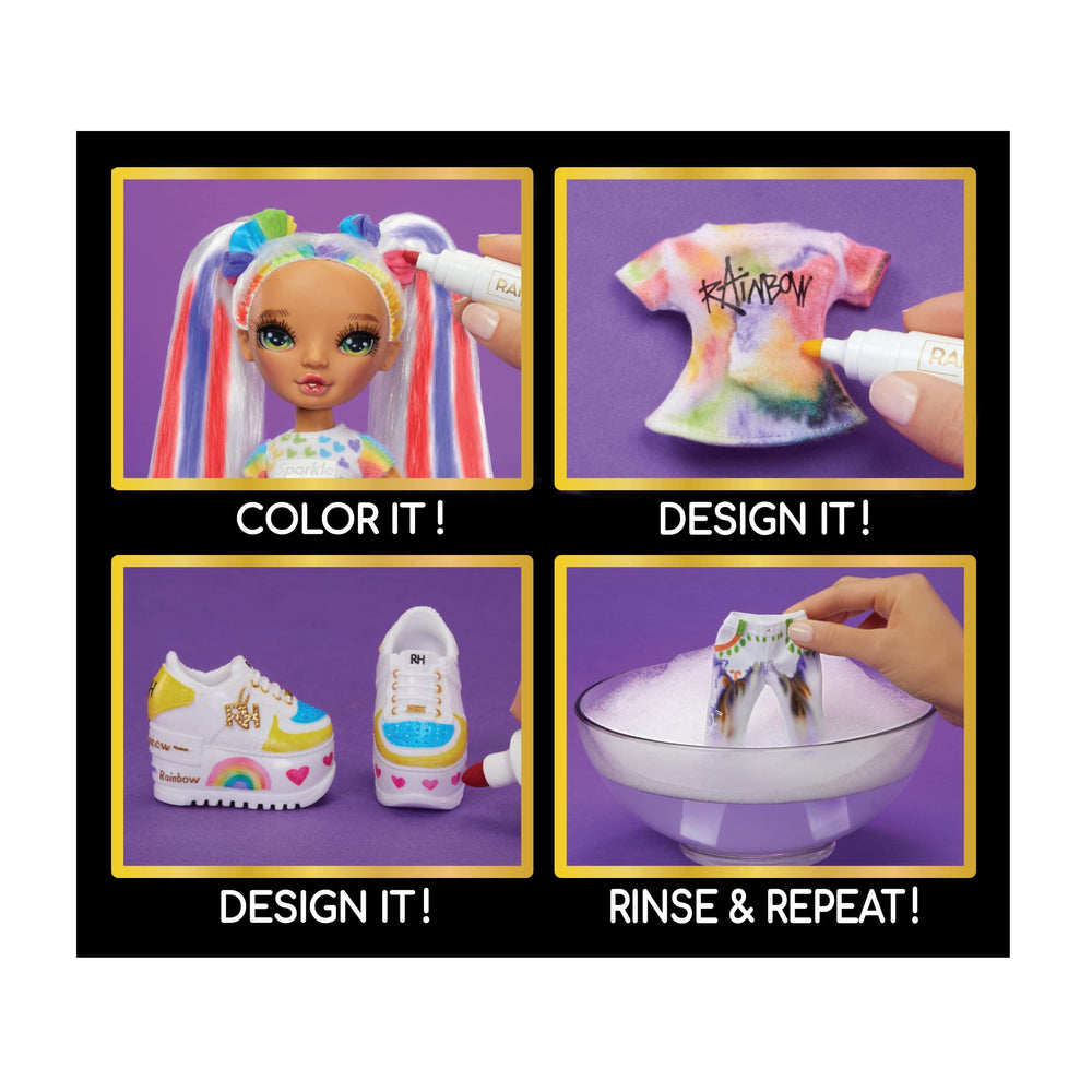 Rainbow High Color & Create doll with two pigtails ready for color play.