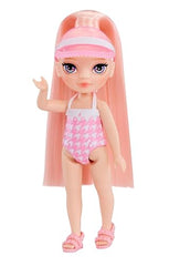 Rainbow High Littles accessories like unicorn floatie and sunglasses spark pretend pool parties.