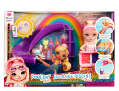Rainbow High Littles pool day playset with exclusive doll Blush for imaginative storytelling.