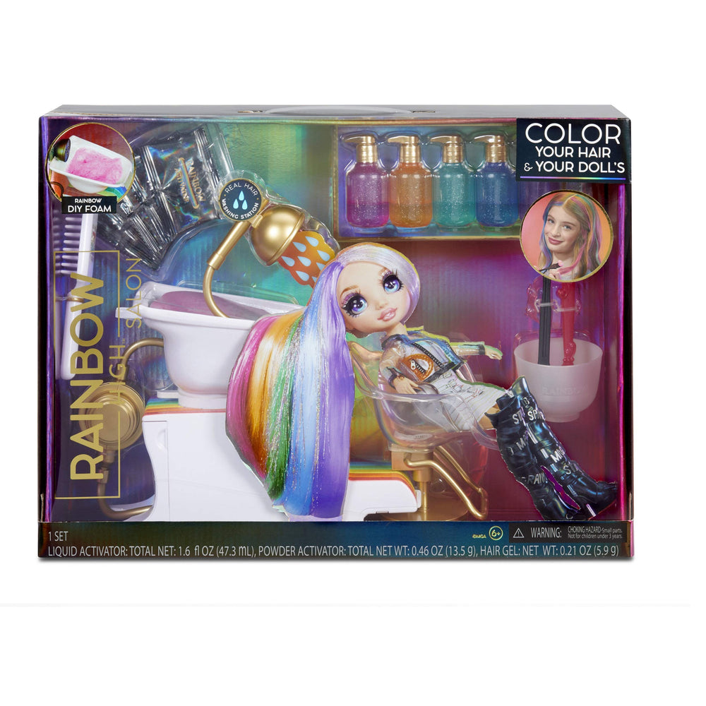Rainbow High Salon chair offers an adjustable seat for stylish doll styling.