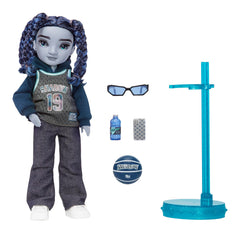Rainbow High Shadow High Oliver blue hair braids highlight a bold fashion look