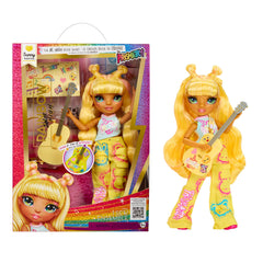 Rainbow High Sunny yellow doll with guitar ready for imaginative rock performances.