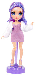 Rainbow High Violet Willow second outfit shiny purple dress for mix-and-match fun.