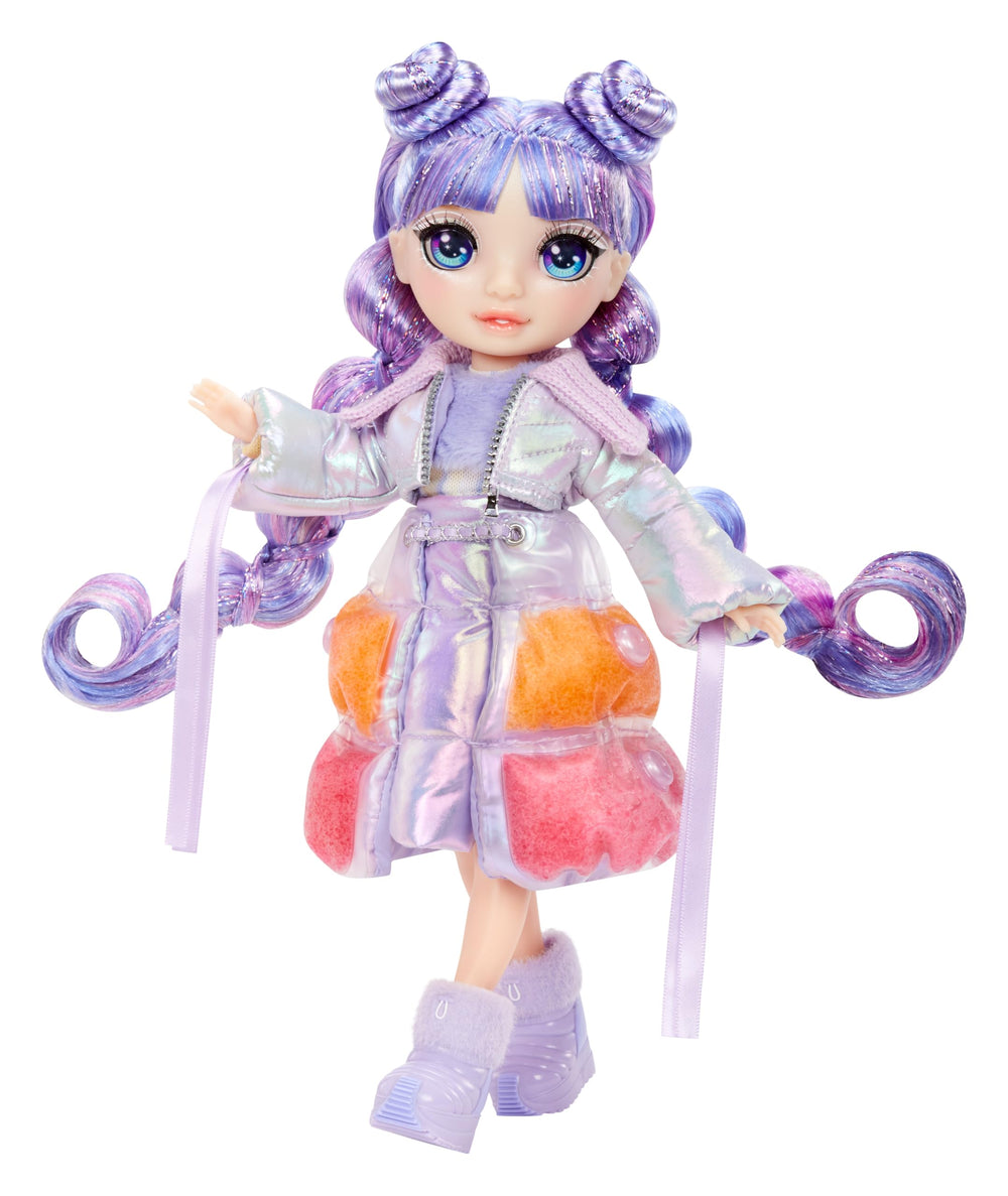 Rainbow High Winter Wonderland Violet poseable doll supports dynamic storytelling and posing.