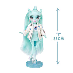 Rainbow High Zooey Electra seafoam skirt with buckles enhances outfit play