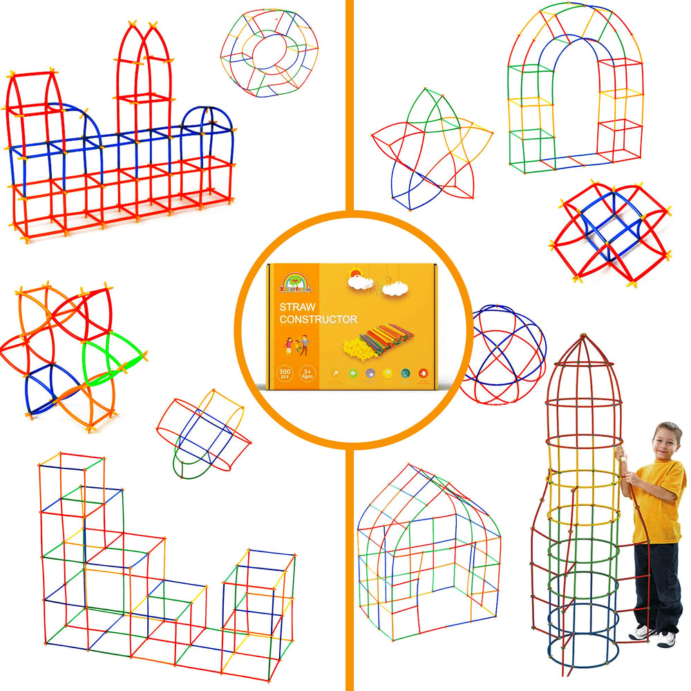 Rainbow Toyfrog straw connectors close-up highlights BPA-free building parts for safe play.