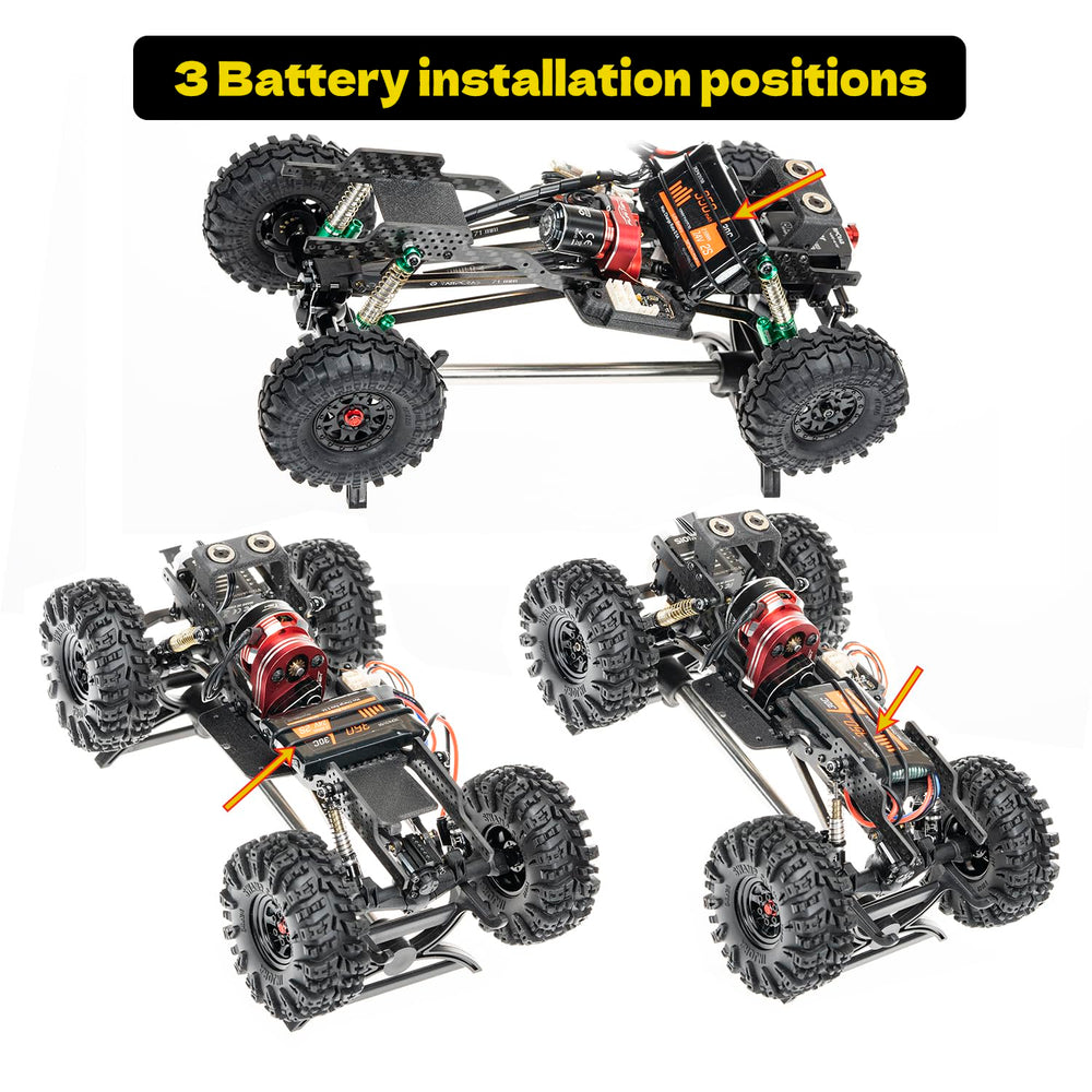 RampCrab SCX24 carbon fiber chassis close-up shows durable stiffness for crawls.