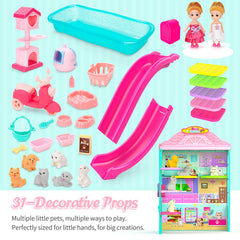 Randhar Dollhouse Playset pool scene for splash-ready water play