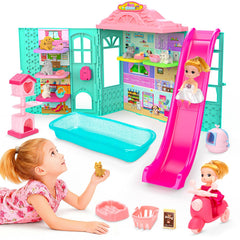 Randhar Dollhouse Playset with two dolls for imaginative storytelling