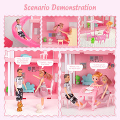 Randhar Dreamy Dollhouse with two dolls and two pets for duo-role storytelling