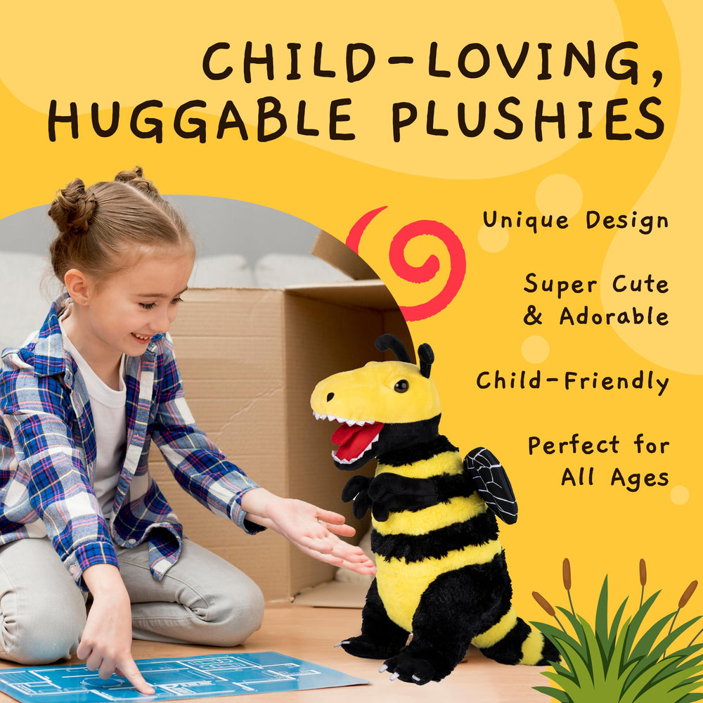 Randimals Bee-T-Rex plush colorful pattern sparks creative storytelling.