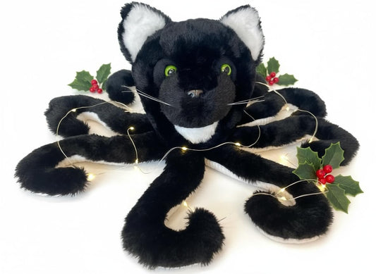 Randimals Octopuss-Shaped Octpus and Pussycat plush toy top view with ultra-soft cuddly fabric.