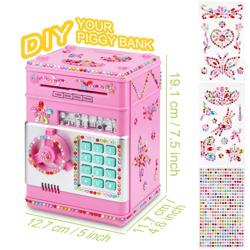 Ranphykx piggy bank battery-powered with LED indicator for easy use.