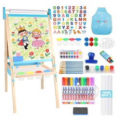 Ranqibo wooden adjustable kids easel highlighting height adjustment for growing artists.
