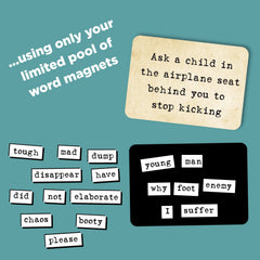Ransom Notes contents box opened reveals 840 word magnets and components for play.