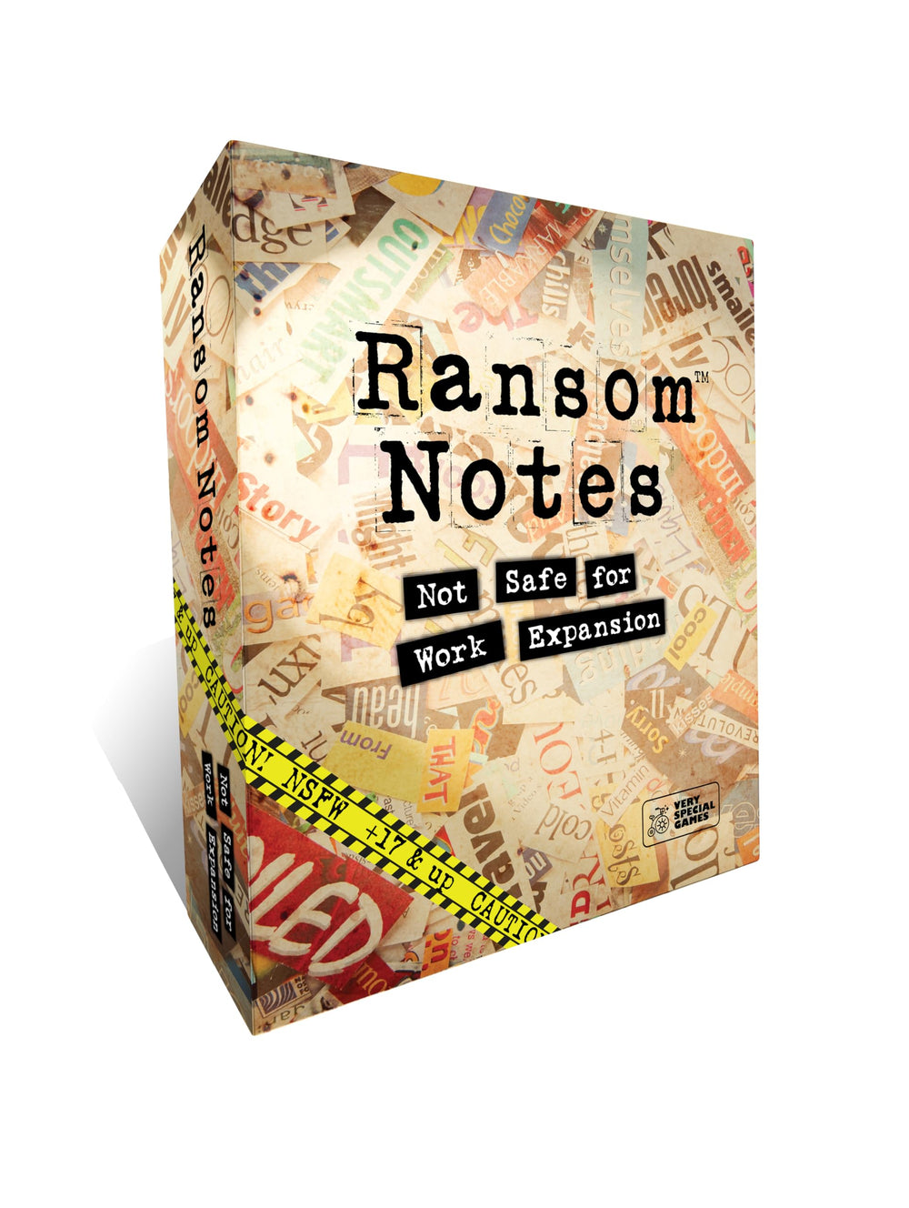 Ransom Notes NSFW expansion pack cover with bold word tiles for raunchy laughs.