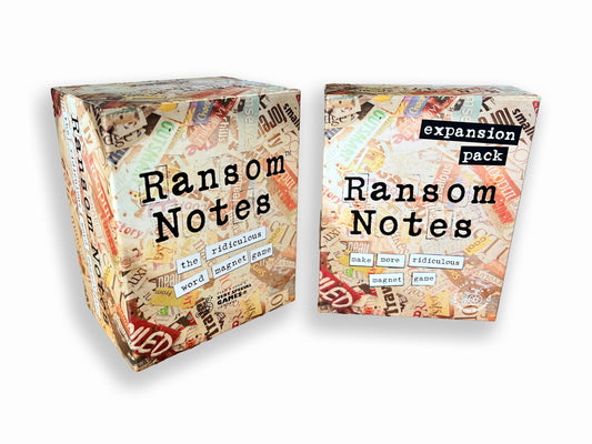 Ransom Notes word magnets in a tray inspire quick, hilarious prompts.