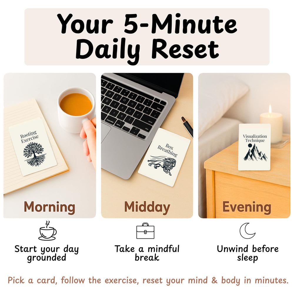 Raptor Studio Somatic Therapy Cards in use during a stress relief routine