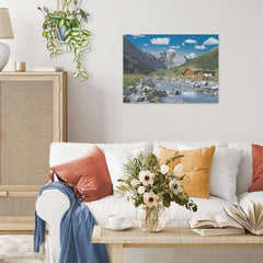 Ravensburger Austrian Mountains puzzle: quaint village below peaks for travel-inspired relaxation.
