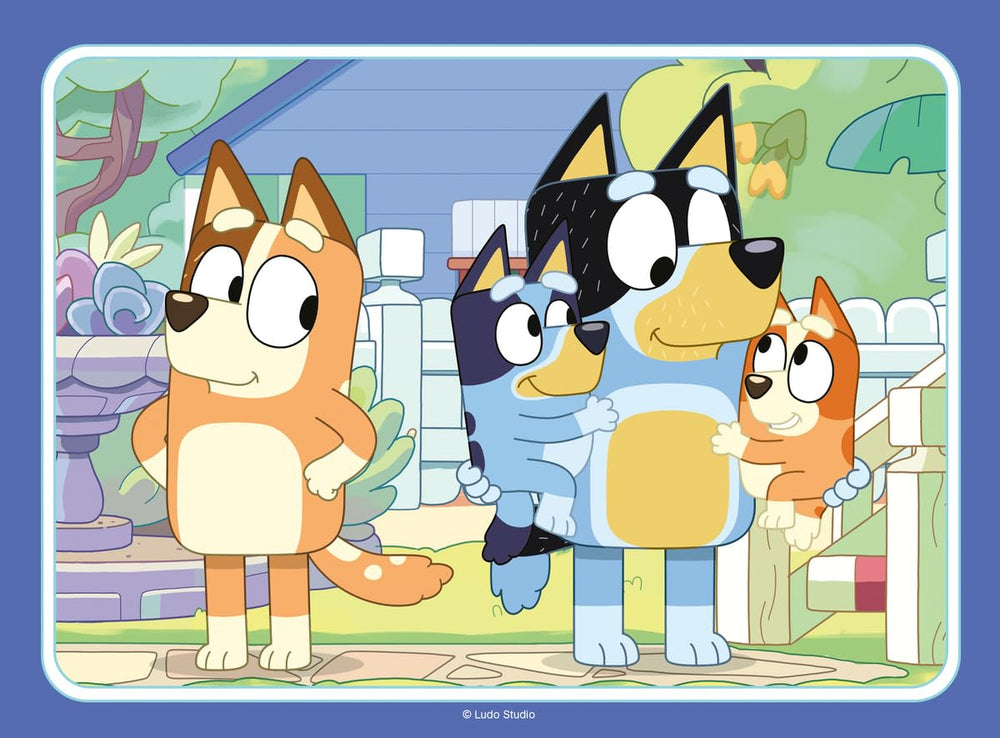 Ravensburger Bluey 4-in-box puzzle scene bright colors engages early learners