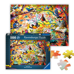 Ravensburger Busy Birdies puzzle scene in vibrant colors for a soothing screen-free experience.