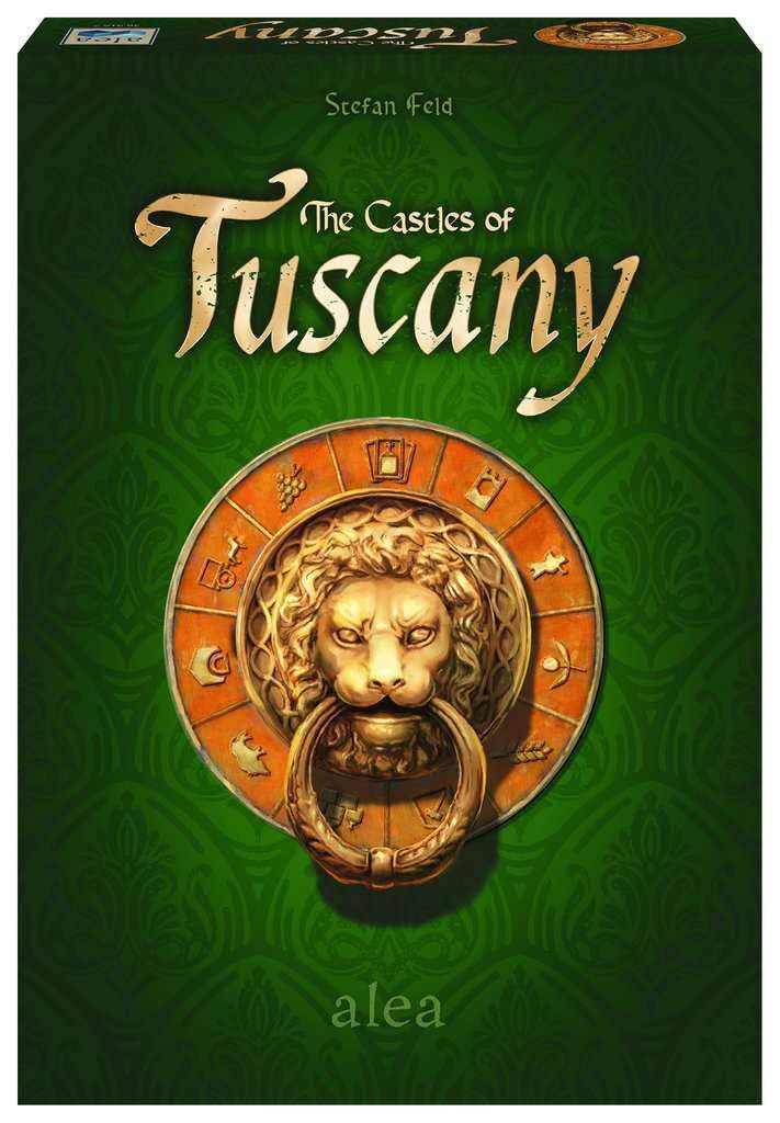 Ravensburger Castles of Tuscany box art showcasing Renaissance theme for family game night